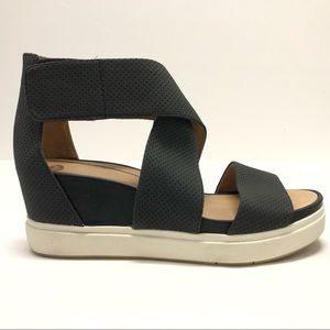 Dr Sholls Sheena Black Wedge Sandal